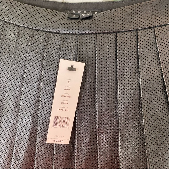 Theory Caon Perforated Pleated Leather Mini Skirt - Picture 8 of 12